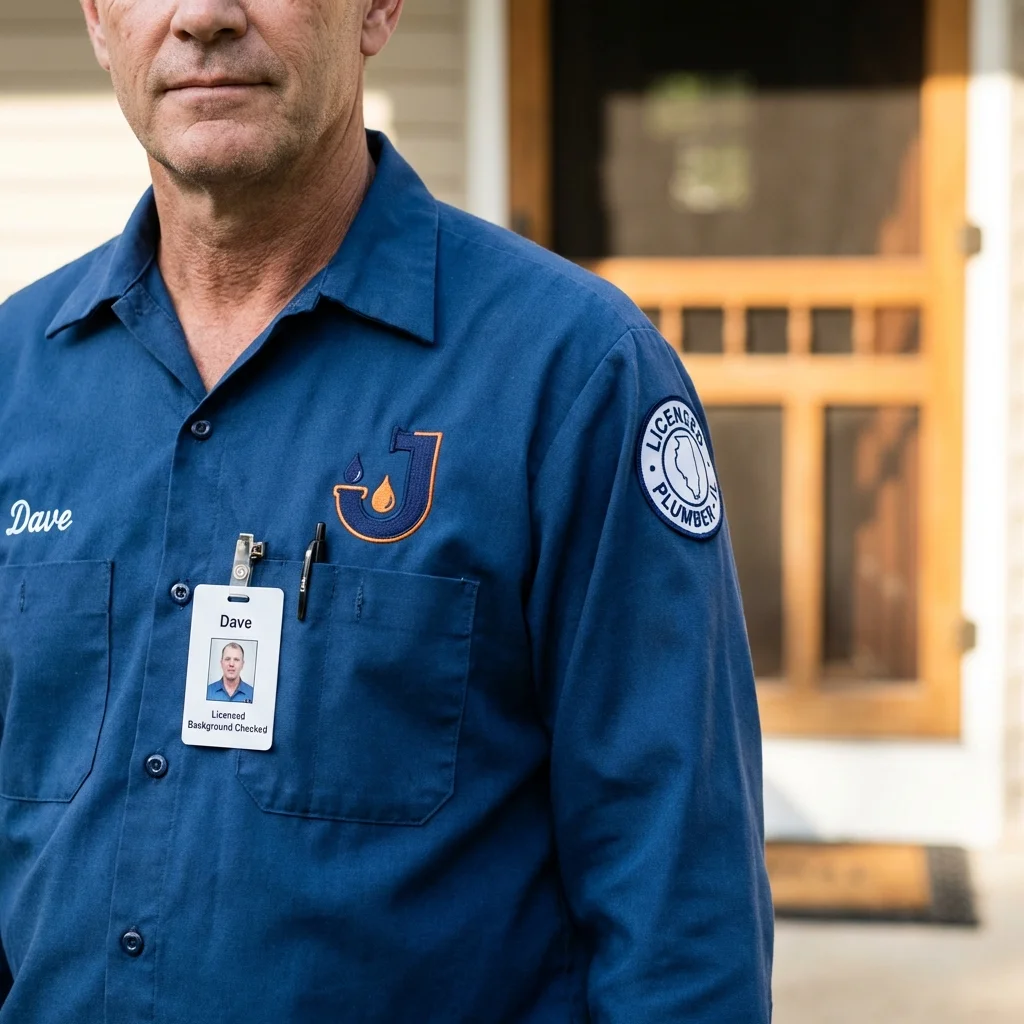 Licensed plumber showing ID badge in Webb City, MO