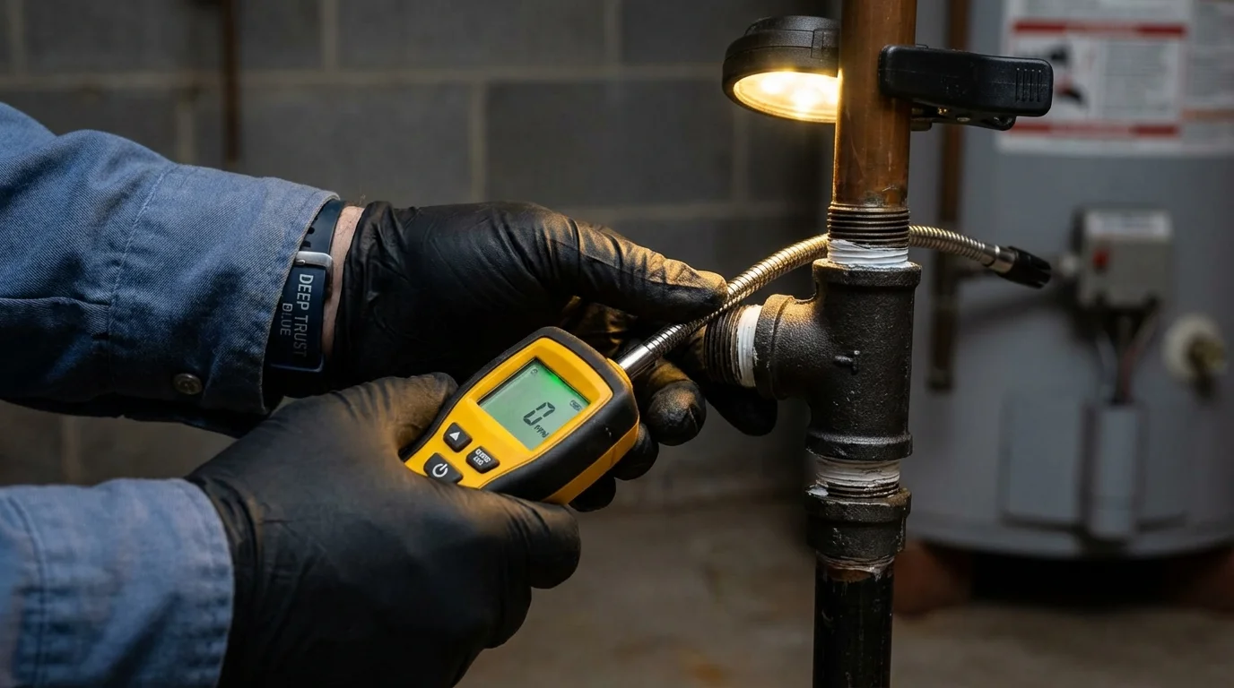 Gas leak detection with electronic sniffer by Johns Plumbing LLC in Webb City