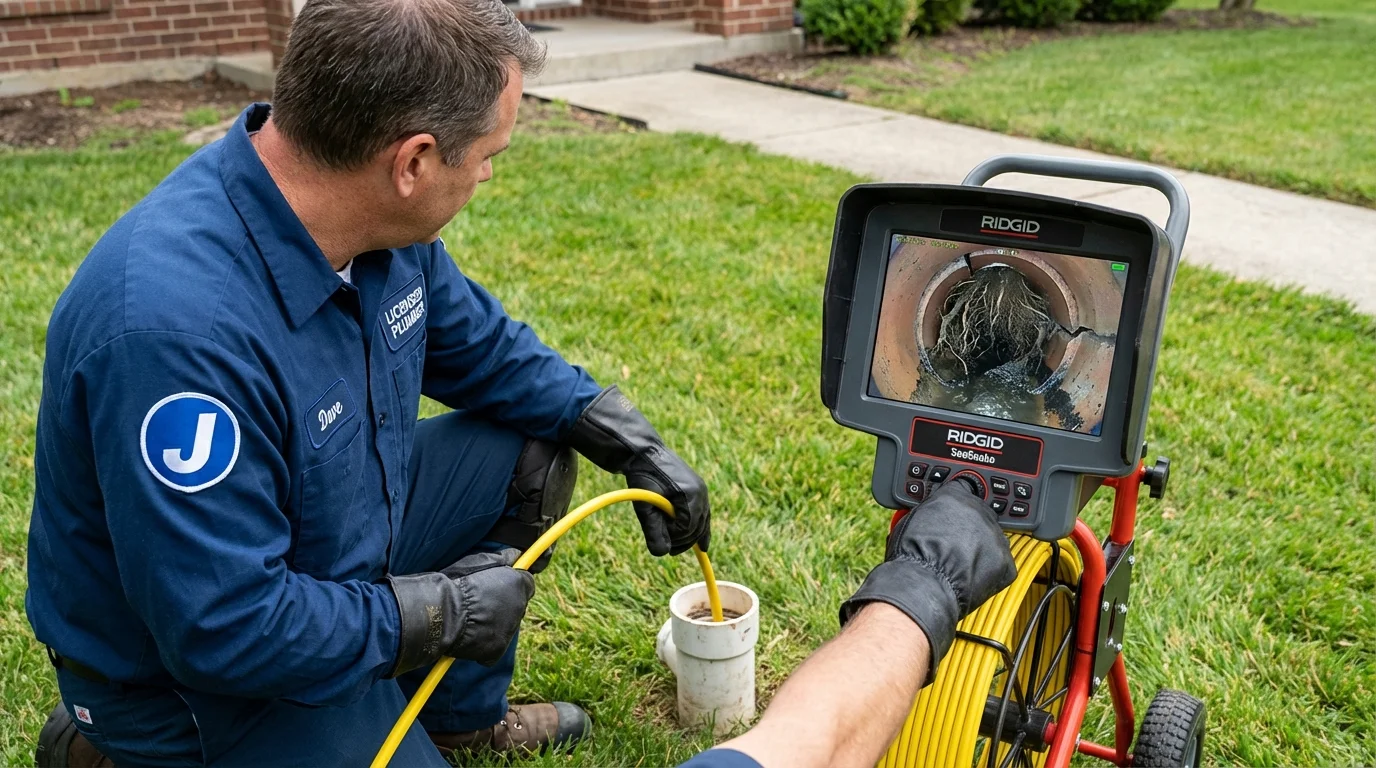Sewer camera inspection being performed by Johns Plumbing LLC in Webb City