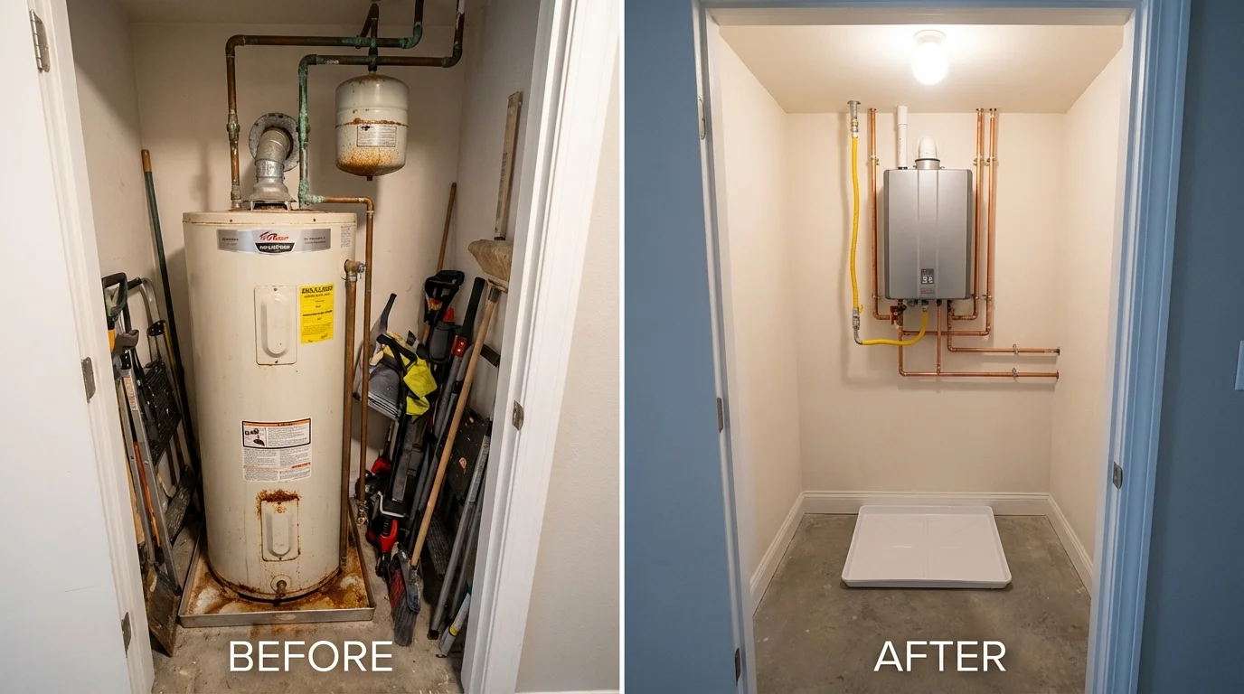 Tank water heater versus wall-mounted tankless unit comparison for Webb City, MO homeowners